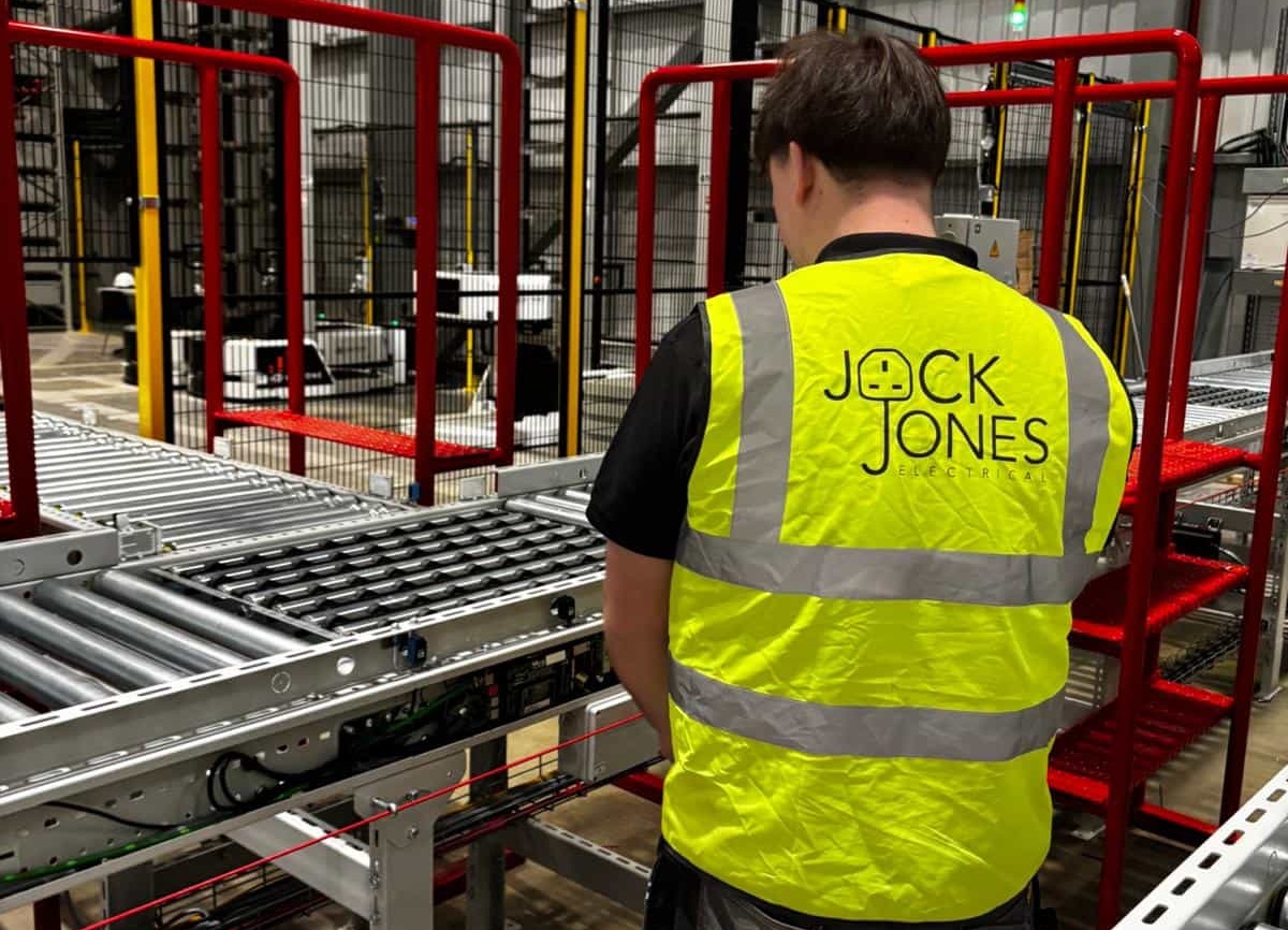 man with jack jones electrical vest