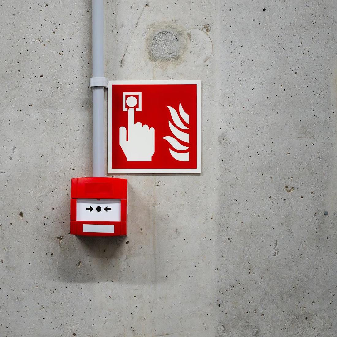 Fire alarm and sign 